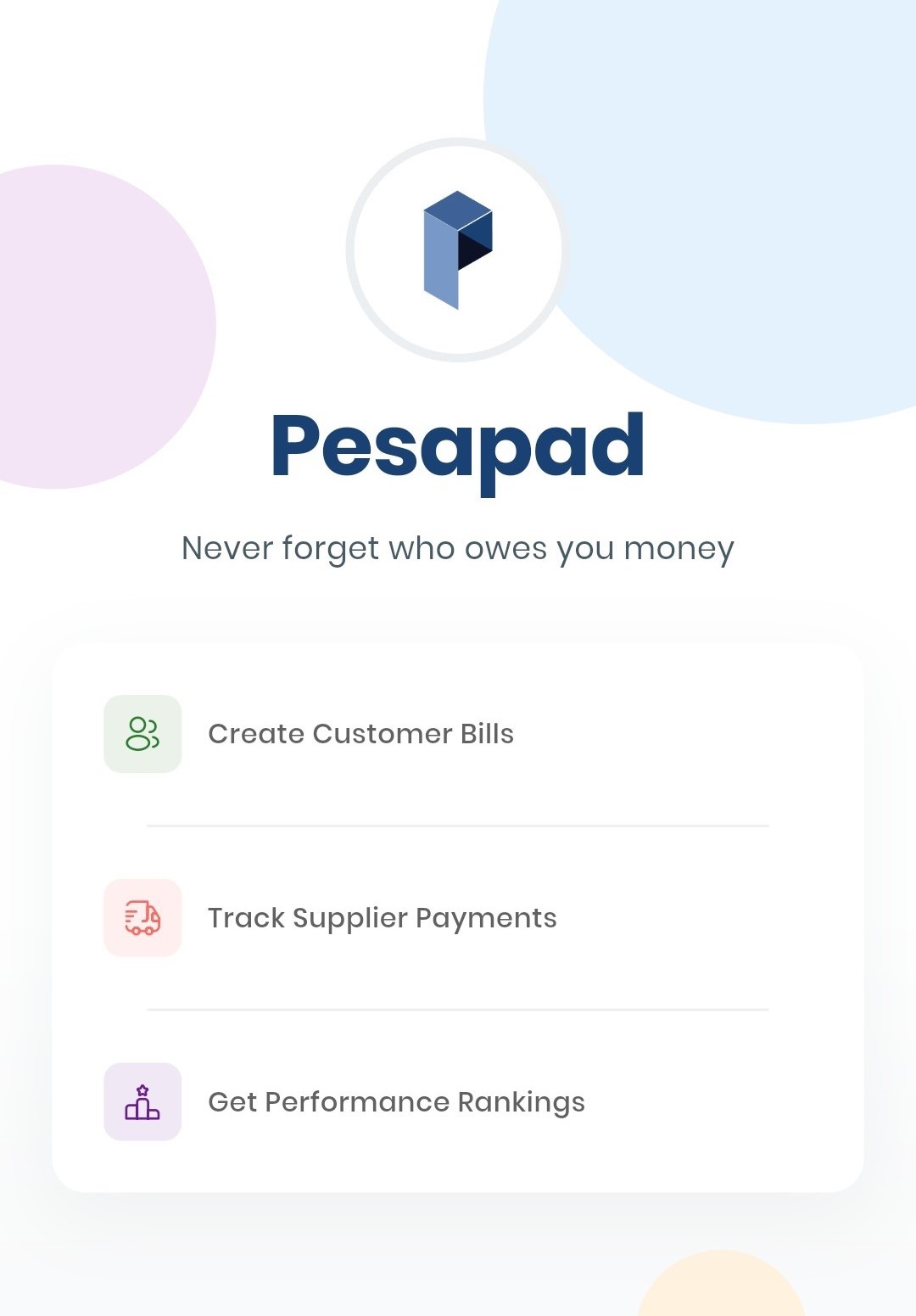 Pesapad App Dashboard
